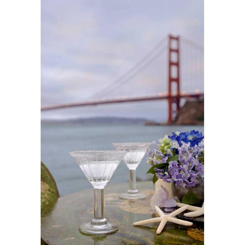 Dream Cafe Golden Gate Bridge - 64 White Modern Wood Framed Art Print by Blaustein, Alan