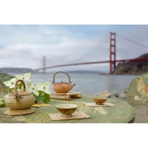 Dream Cafe Golden Gate Bridge - 66 Black Modern Wood Framed Art Print with Double Matting by Blaustein, Alan