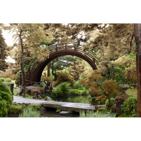 Japanese Bridge - 1 Gold Ornate Wood Framed Art Print with Double Matting by Blaustein, Alan