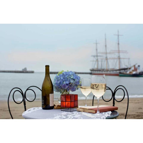 Dream Cafe Hyde St Pier - 32 Gold Ornate Wood Framed Art Print with Double Matting by Blaustein, Alan