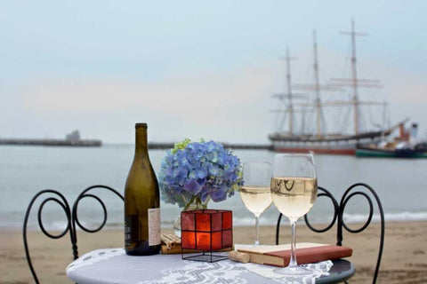 Dream Cafe Hyde St Pier - 32 White Modern Wood Framed Art Print with Double Matting by Blaustein, Alan