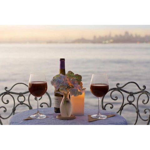 Dream Cafe Golden Gate Bridge - 71 White Modern Wood Framed Art Print by Blaustein, Alan