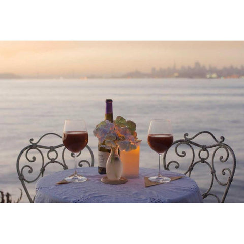 Dream Cafe Golden Gate Bridge - 70 White Modern Wood Framed Art Print by Blaustein, Alan