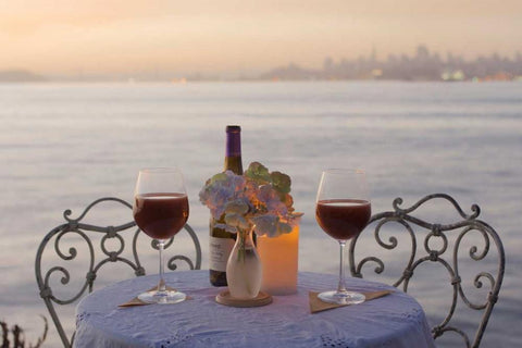 Dream Cafe Golden Gate Bridge - 70 White Modern Wood Framed Art Print with Double Matting by Blaustein, Alan