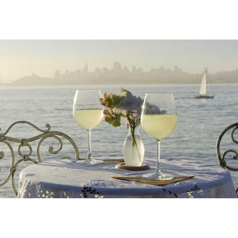 Dream Cafe Golden Gate Bridge - 75 Black Modern Wood Framed Art Print by Blaustein, Alan