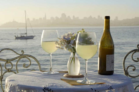 Dream Cafe Golden Gate Bridge - 74 White Modern Wood Framed Art Print with Double Matting by Blaustein, Alan