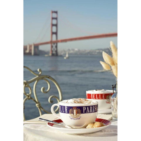 Dream Cafe Golden Gate Bridge - 76 Gold Ornate Wood Framed Art Print with Double Matting by Blaustein, Alan