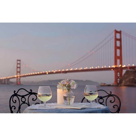 Dream Cafe Golden Gate Bridge - 77 White Modern Wood Framed Art Print by Blaustein, Alan