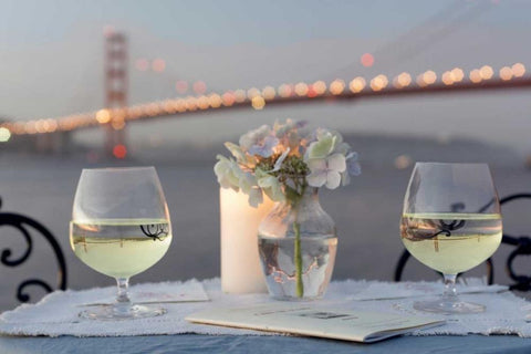 Dream Cafe Golden Gate Bridge - 79 White Modern Wood Framed Art Print with Double Matting by Blaustein, Alan