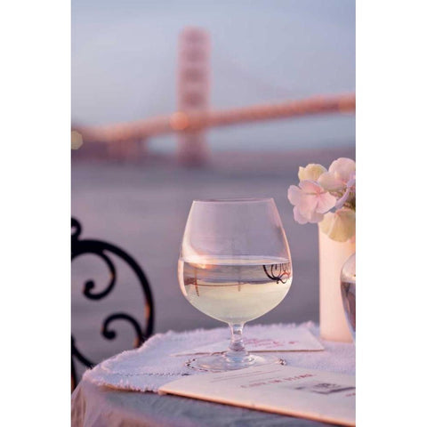 Dream Cafe Golden Gate Bridge - 80 Gold Ornate Wood Framed Art Print with Double Matting by Blaustein, Alan