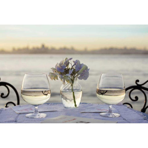 Dream Cafe Golden Gate Bridge - 82 Gold Ornate Wood Framed Art Print with Double Matting by Blaustein, Alan