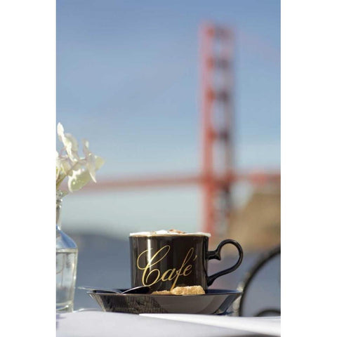 Dream Cafe Golden Gate Bridge - 88 White Modern Wood Framed Art Print by Blaustein, Alan