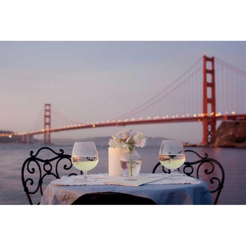 Dream Cafe Golden Gate Bridge - 78 White Modern Wood Framed Art Print by Blaustein, Alan