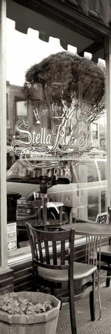 San Francisco Cafe Pano - 3 White Modern Wood Framed Art Print with Double Matting by Blaustein, Alan