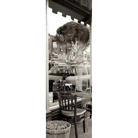 San Francisco Cafe Pano - 3 White Modern Wood Framed Art Print by Blaustein, Alan