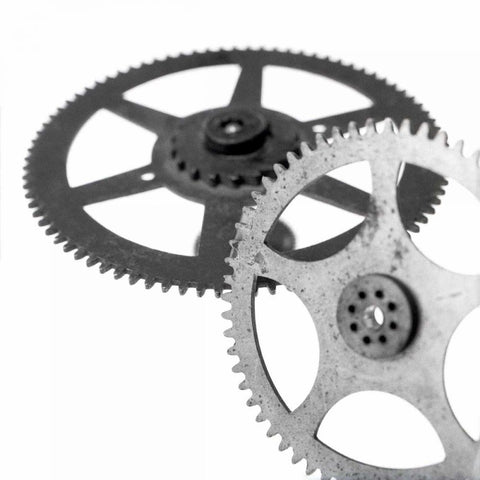 Retro- Gears - 1 Black Modern Wood Framed Art Print by Blaustein, Alan