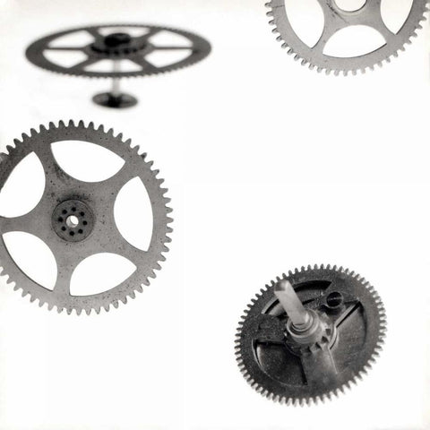 Retro- Gears - 5 Black Modern Wood Framed Art Print by Blaustein, Alan