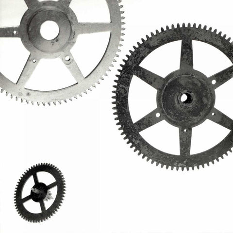 Retro- Gears - 8 Black Ornate Wood Framed Art Print with Double Matting by Blaustein, Alan