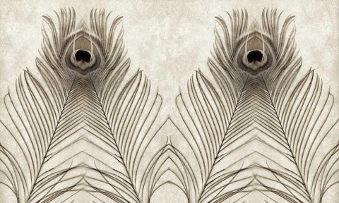 Feathers Panel - 5 Black Ornate Wood Framed Art Print with Double Matting by Blaustein, Alan