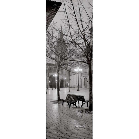 Oviedo Cathedral y Bancs Black Modern Wood Framed Art Print with Double Matting by Blaustein, Alan