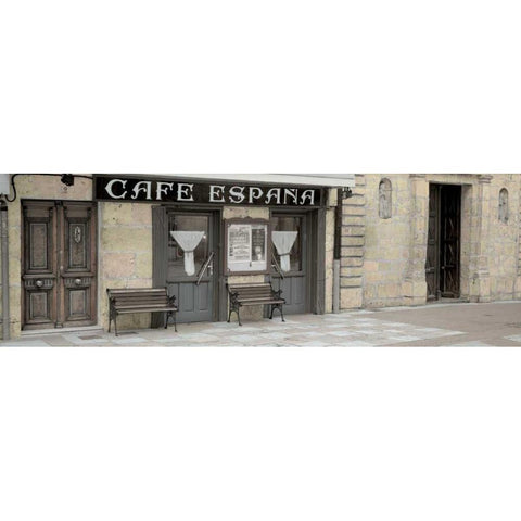 Cafe Espana Pano - 1 White Modern Wood Framed Art Print by Blaustein, Alan