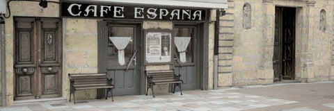 Cafe Espana Pano - 1 Black Ornate Wood Framed Art Print with Double Matting by Blaustein, Alan