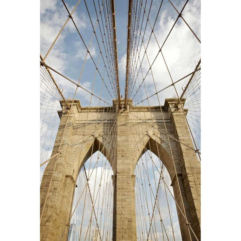 Brooklyn Bridge Gold Ornate Wood Framed Art Print with Double Matting by Blaustein, Alan
