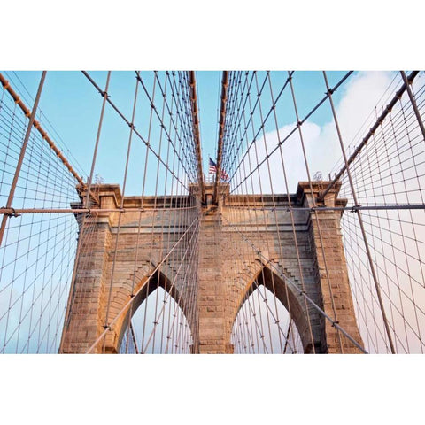 Brooklyn Bridge Black Modern Wood Framed Art Print by Blaustein, Alan