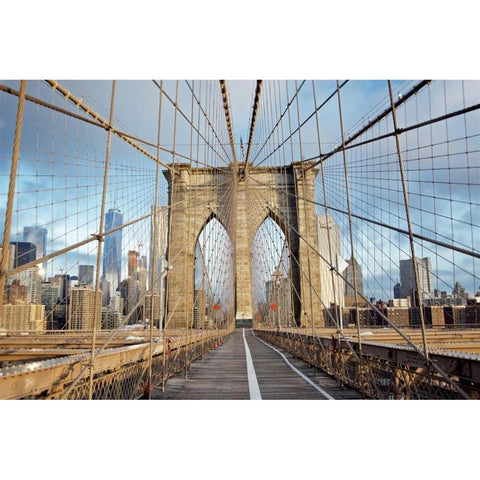 Brooklyn Bridge Black Modern Wood Framed Art Print by Blaustein, Alan