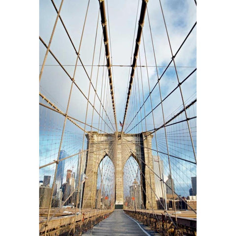 Brooklyn Bridge Gold Ornate Wood Framed Art Print with Double Matting by Blaustein, Alan