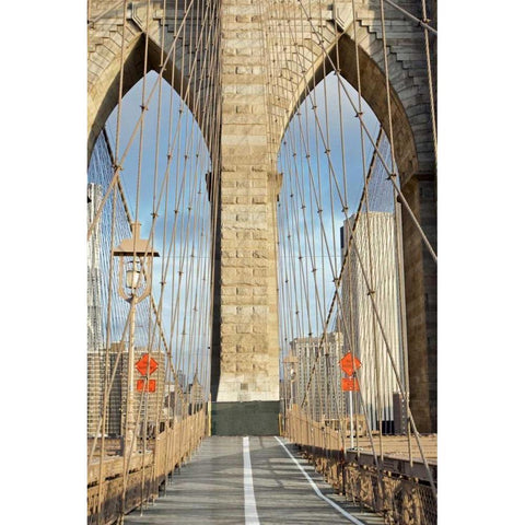 Brooklyn Bridge Black Modern Wood Framed Art Print with Double Matting by Blaustein, Alan