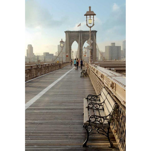 Brooklyn Bridge Black Modern Wood Framed Art Print with Double Matting by Blaustein, Alan