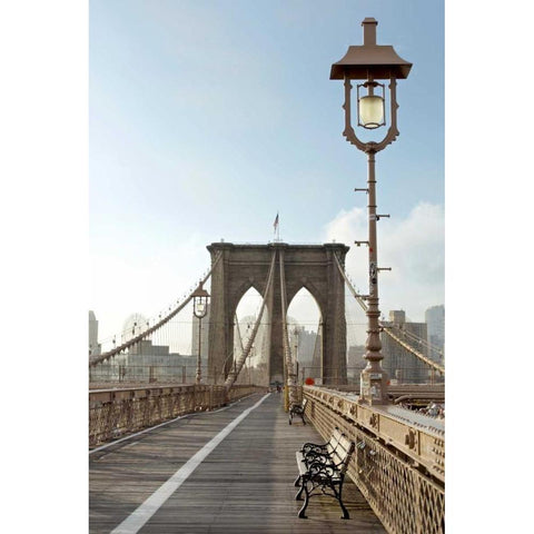 Brooklyn Bridge Black Modern Wood Framed Art Print by Blaustein, Alan