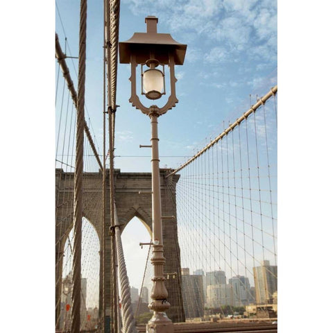 Brooklyn Bridge Black Modern Wood Framed Art Print with Double Matting by Blaustein, Alan