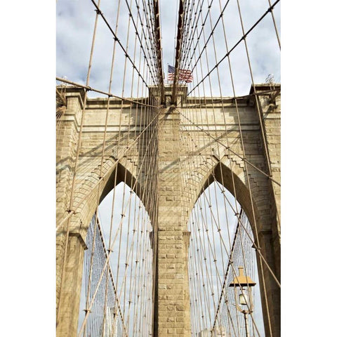 Brooklyn Bridge Black Modern Wood Framed Art Print with Double Matting by Blaustein, Alan