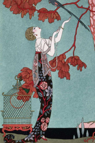 Fashion Illustration 1914 White Modern Wood Framed Art Print with Double Matting by Barbier, Georges