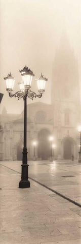 Plaza de Espana Oviedo White Modern Wood Framed Art Print with Double Matting by Blaustein, Alan