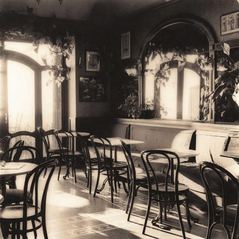 Caffe Montepulciano Black Modern Wood Framed Art Print with Double Matting by Blaustein, Alan