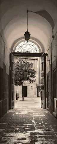 Portico Espana White Modern Wood Framed Art Print with Double Matting by Blaustein, Alan