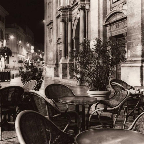 Cafe Avignon Black Modern Wood Framed Art Print with Double Matting by Blaustein, Alan