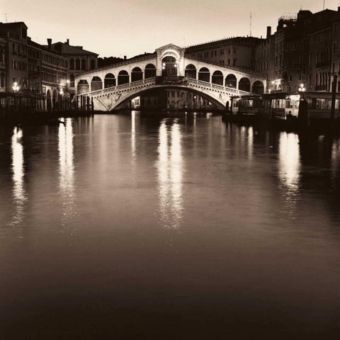 Ponte Rialto di Notte Black Modern Wood Framed Art Print by Blaustein, Alan
