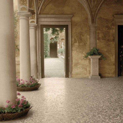 Villa Portico No. 2 Black Ornate Wood Framed Art Print with Double Matting by Blaustein, Alan