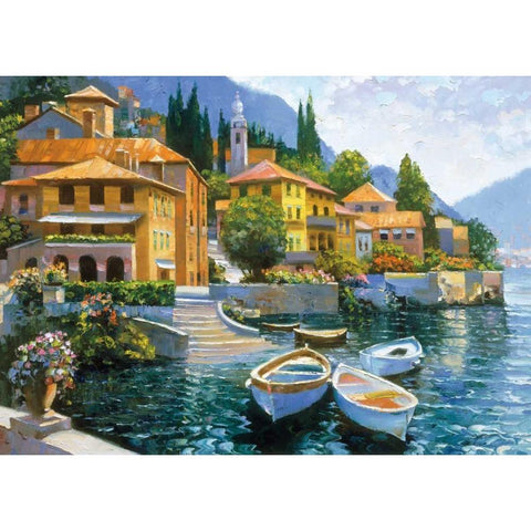 Lake Como Landing White Modern Wood Framed Art Print by Behrens, Howard