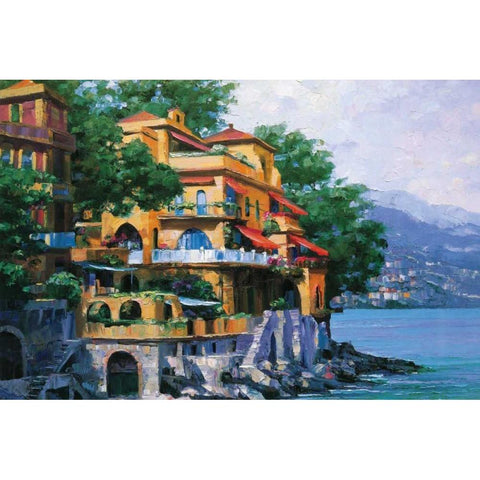 Portofino Villa White Modern Wood Framed Art Print by Behrens, Howard