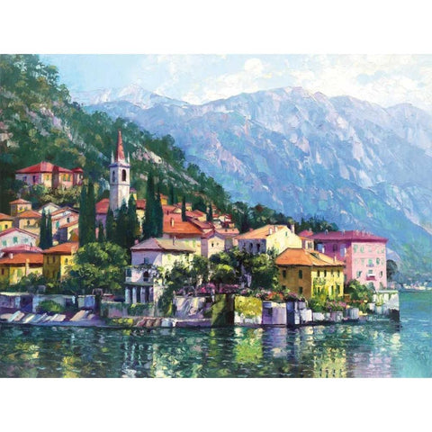 Reflections of Lake Como White Modern Wood Framed Art Print by Behrens, Howard