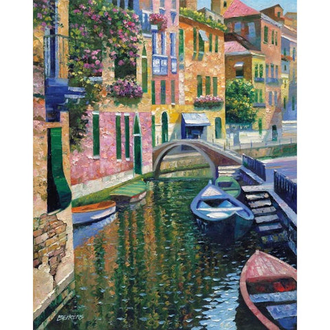 Romantic Canal Black Modern Wood Framed Art Print with Double Matting by Behrens, Howard