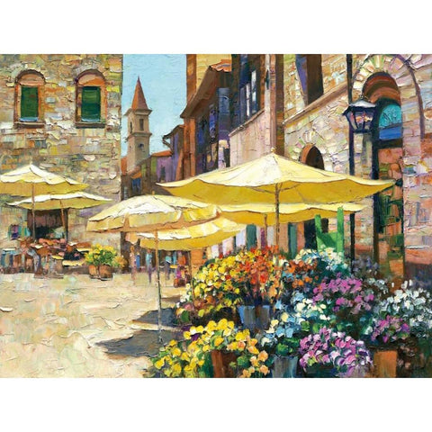 Siena Flower Market Black Modern Wood Framed Art Print with Double Matting by Behrens, Howard