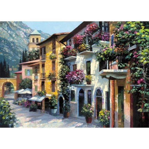 Village Hideaway Black Modern Wood Framed Art Print by Behrens, Howard