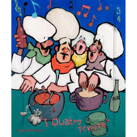 I Quatro Tenore Black Modern Wood Framed Art Print with Double Matting by Bentley, Robert Dewar