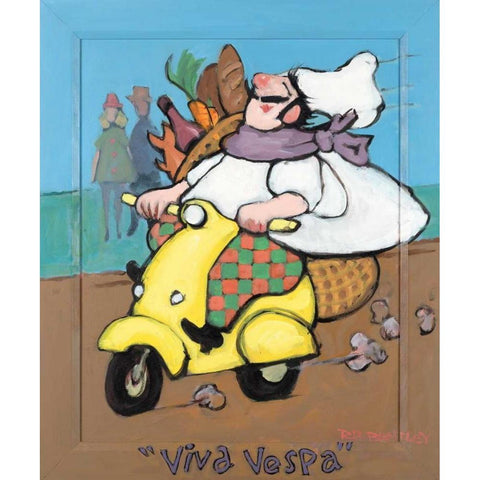 Viva Vespa Gold Ornate Wood Framed Art Print with Double Matting by Bentley, Robert Dewar